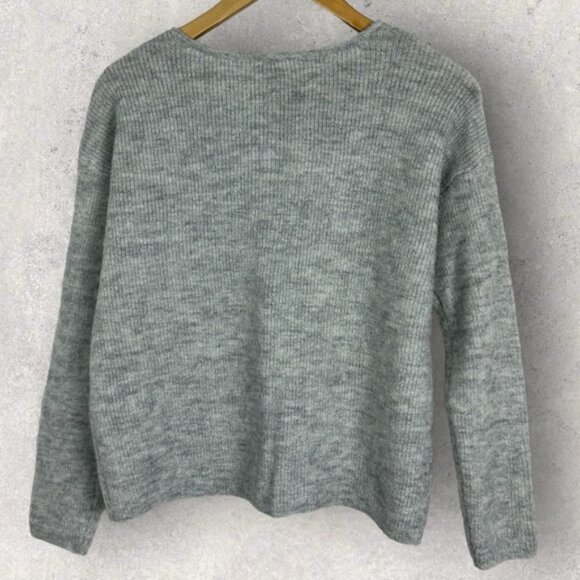 Sezane Gaspard Cardigan Sweater Size Large French Mottled Grey Reversible Knit L - Picture 6 of 13